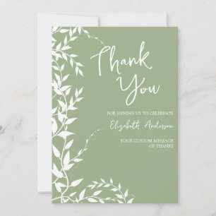 Sage Green Botanical Leaves Bridal Shower Thank You Card