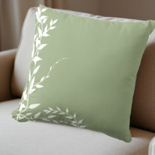 Sage Green Botanical Leaves Cushion