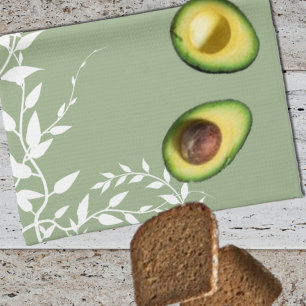 Sage Green Botanical Leaves Tea Towel