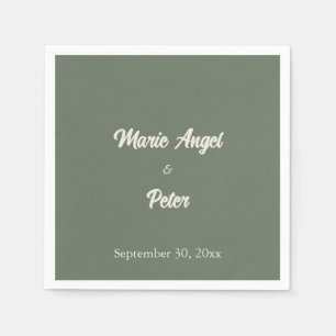 Sage Green Botanical Minimalist Cocktail Wedding Napkin