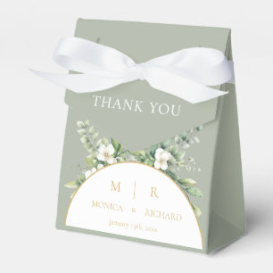 Sage Green Botanical Monogram Wedding Favour Boxes