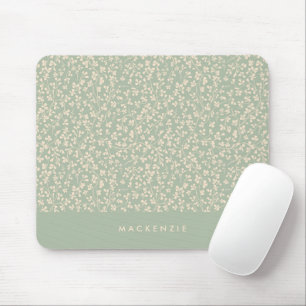 Sage Green Botanical Personalised Mouse Pad