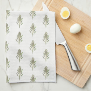 Sage Green botanical plant watercolor kitchen  Tea Towel