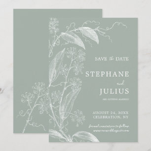 Sage Green Botanical Save the Date Invitation
