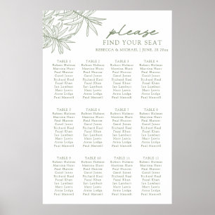 Sage Green Botanical Seating Chart Poster
