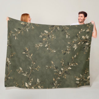 Sage Green Botanical Throw Blanket