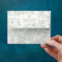 Sage Green Botanical Toile Monogram Address