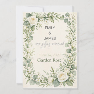 Sage Green Botanical Watercolor Wedding Invitation