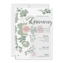 Sage Green Botanical Wedding Details Card