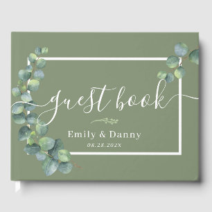 Sage Green Botanical Wedding Elegant Guest Book