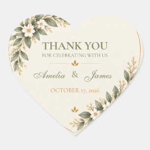 Sage Green Botanical Wedding Favour Stickers