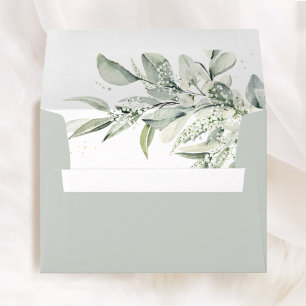 Sage Green Botanical Wedding Liner & Printed Envelope