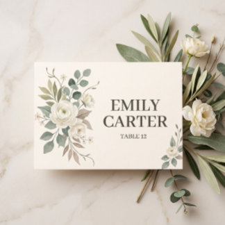 Sage Green Botanical Wedding Place Card
