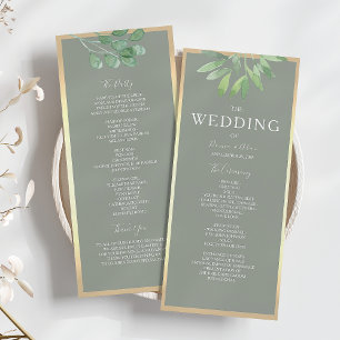 Sage Green Botanical Wedding Program Programme