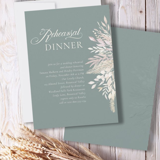 Sage Green Botanical Wedding Rehearsal Dinner Invitation (Creator Uploaded)