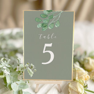 Sage Green Botanical Wedding Table Number