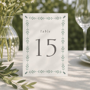 Sage Green Botanical Wedding Table Numbers 1–19