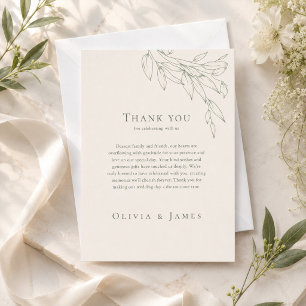 Sage Green Botanical Wedding Thank You Card