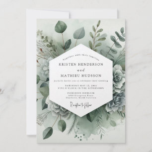 Sage Green Botanical Whimsy Wedding Invitation