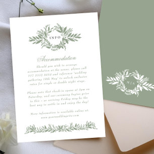sage green botanical wreath wedding extra info enclosure card