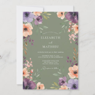Sage Green Bountiful Floral Wedding Invitation