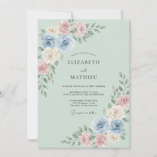 Sage Green Bountiful Spring Wedding Invitation