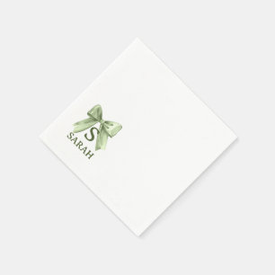 Sage Green Bow Baby Shower Napkins