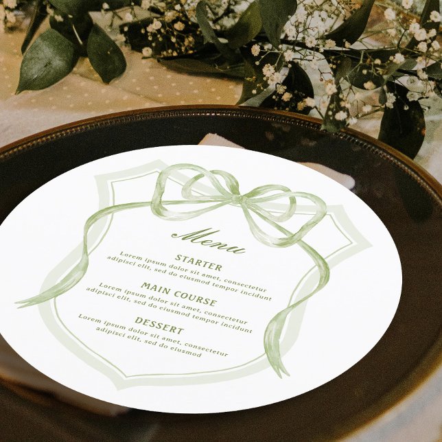 Sage Green Bow Crest Round Menu (Creator Uploaded)