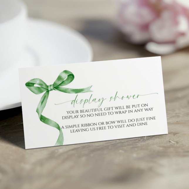 Sage Green Bow Display Baby Shower Enclosure Card (Creator Uploaded)