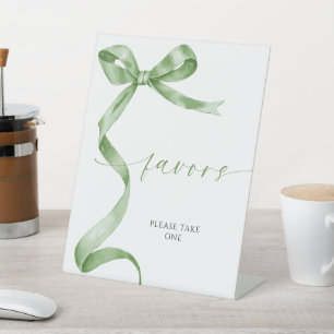 Sage Green Bow Favours Pedestal Sign