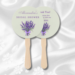 Sage Green Bow Floral Lavender Bridal Shower  Hand Fan