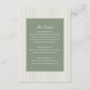 Sage Green Bow Frame Wedding Details Enclosure Card