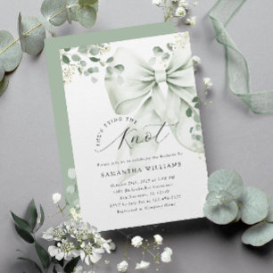 Sage Green Bow Greenery Bridal Shower Invitation