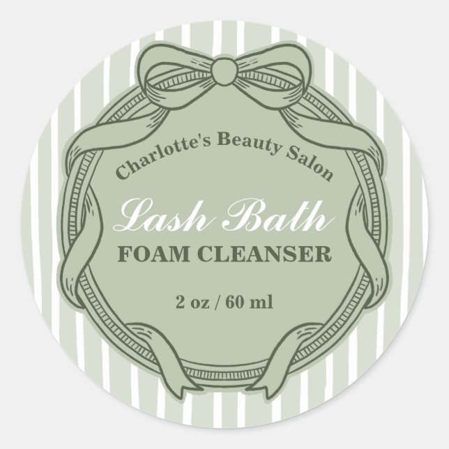 Sage Green Bow Lash Bath Extensions Product Label (Front)