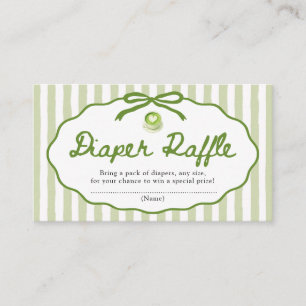 Sage Green Bow Matcha Baby Shower Diaper Raffle Enclosure Card