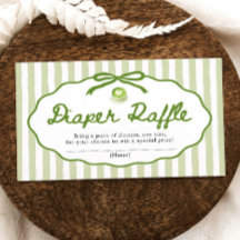 Sage Green Bow Matcha Baby Shower Diaper Raffle