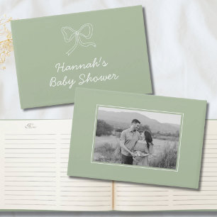 Sage Green Bow Personalised Baby Shower Guest Book