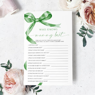 Sage Green Bow Who Knows Mummy Best Game