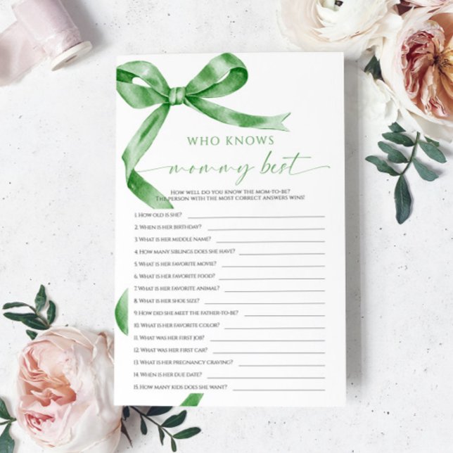 Sage Green Bow Who Knows Mummy Best Game (Creator Uploaded)