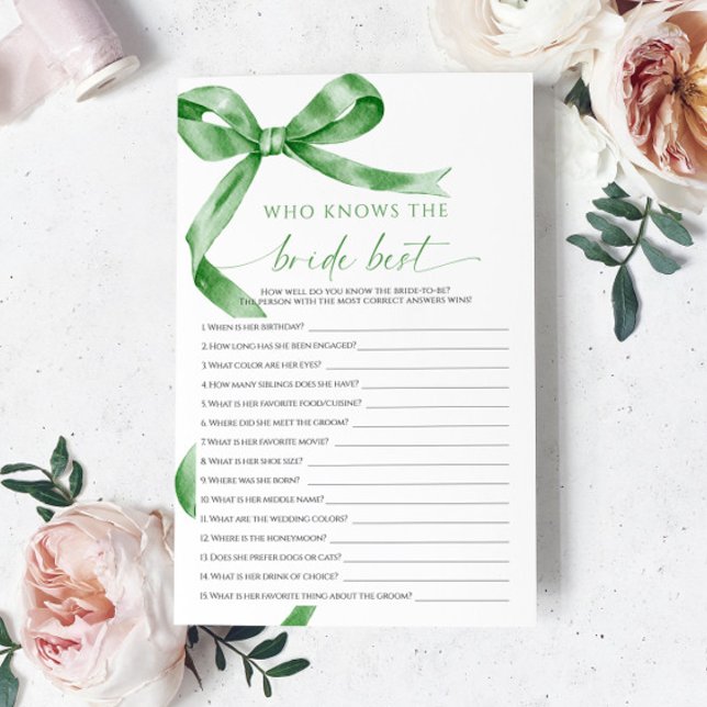 Sage Green Bow Who Knows The Bride Best Game (Creator Uploaded)