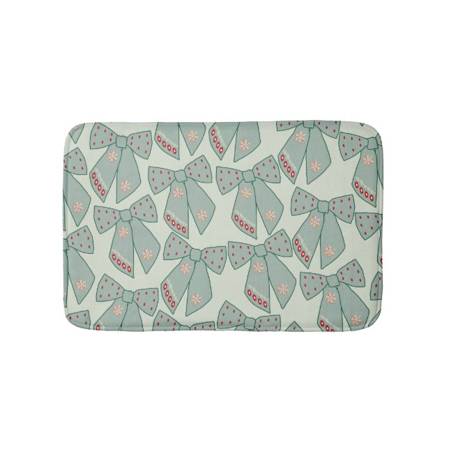 Sage Green Bows Bath Mat (Front)