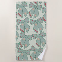 Sage Green Bows Beach Towel