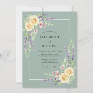 Sage Green Breathtaking Lavender Wedding Invitation
