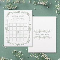 Sage Green 'Bridal Bingo' Bridal Shower Game