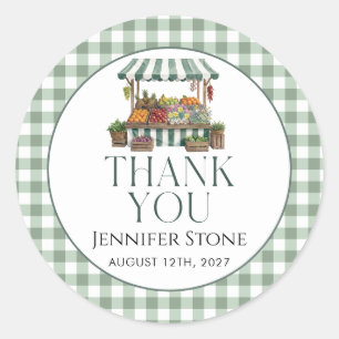 Sage Green Bridal Shower Fresh Off The Market  Classic Round Sticker