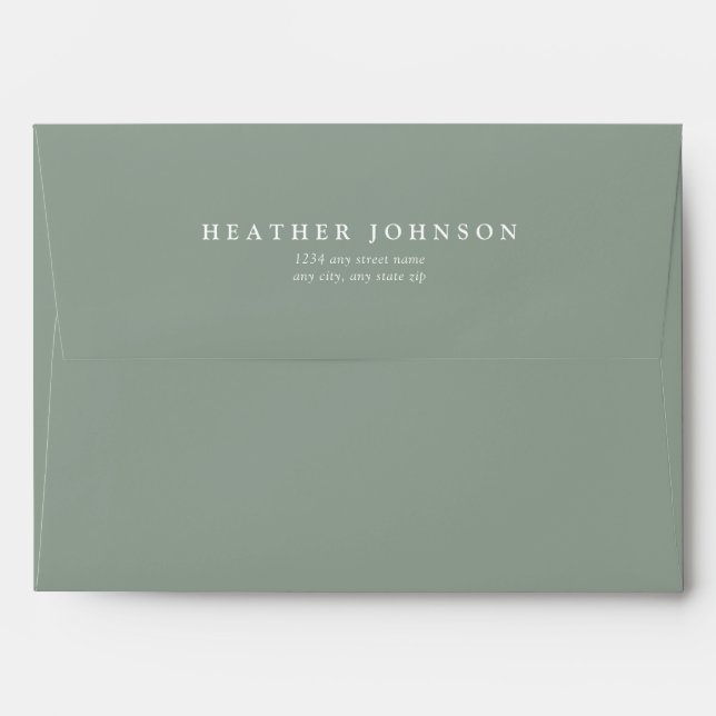Sage Green Bridal Shower or Wedding Invitation Envelope (Back (Top Flap))