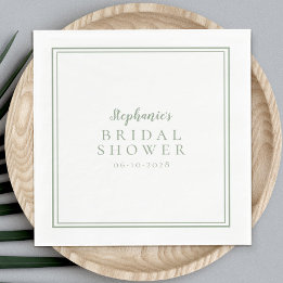 Sage Green Bridal Shower Wedding Simple Modern Napkin