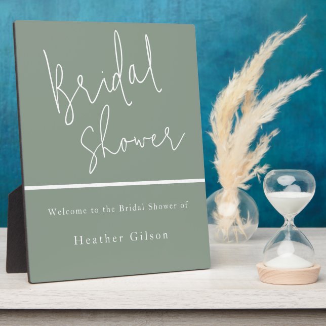Sage Green Bridal Shower Welcome Sign Entrance Plaque (Side)