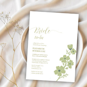 sage green bride-to-be floral bridal shower invitation