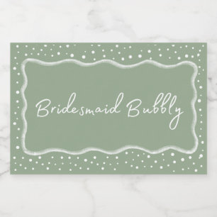 Sage Green Bridesmaid Bubbly Sparkling Wine Label